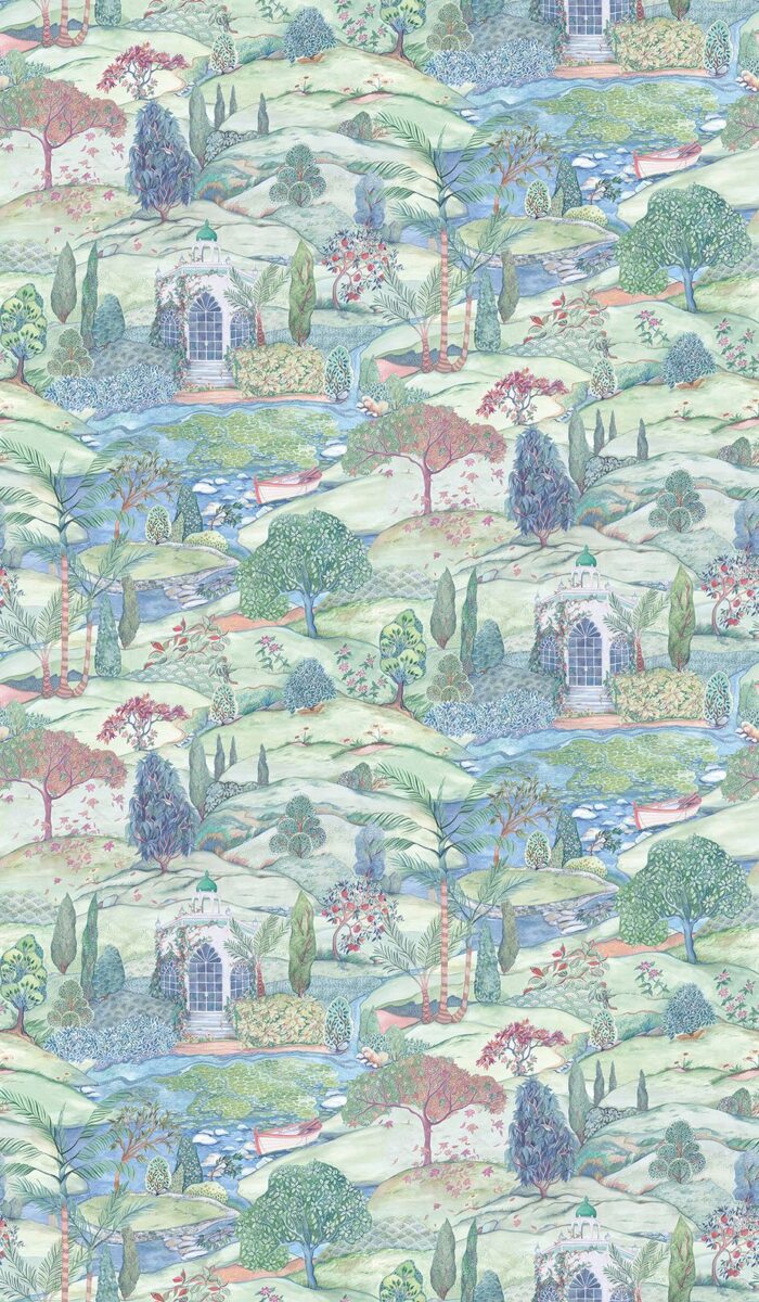 Lodhi Wallpaper - Aqua by green botanical wallpaper from osborne & little