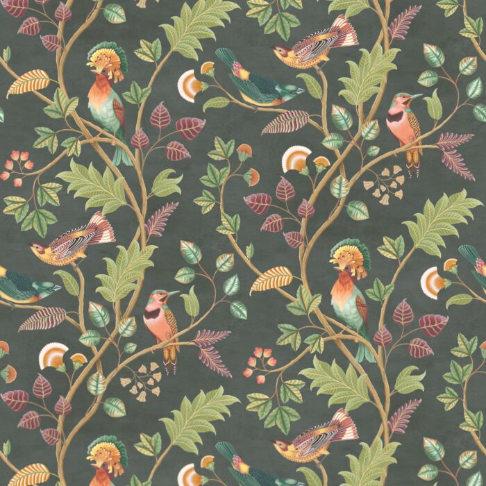 Mayani Wallpaper - Fir / Plum swatch