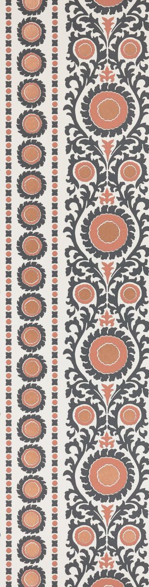 Samrina Wallpaper - Charcoal / Copper by orange spotted wallpaper from osborne & little