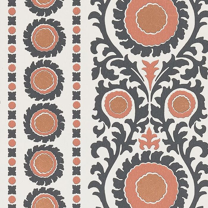 Samrina Wallpaper - Charcoal /  Copper – Charcoal / Copper swatch