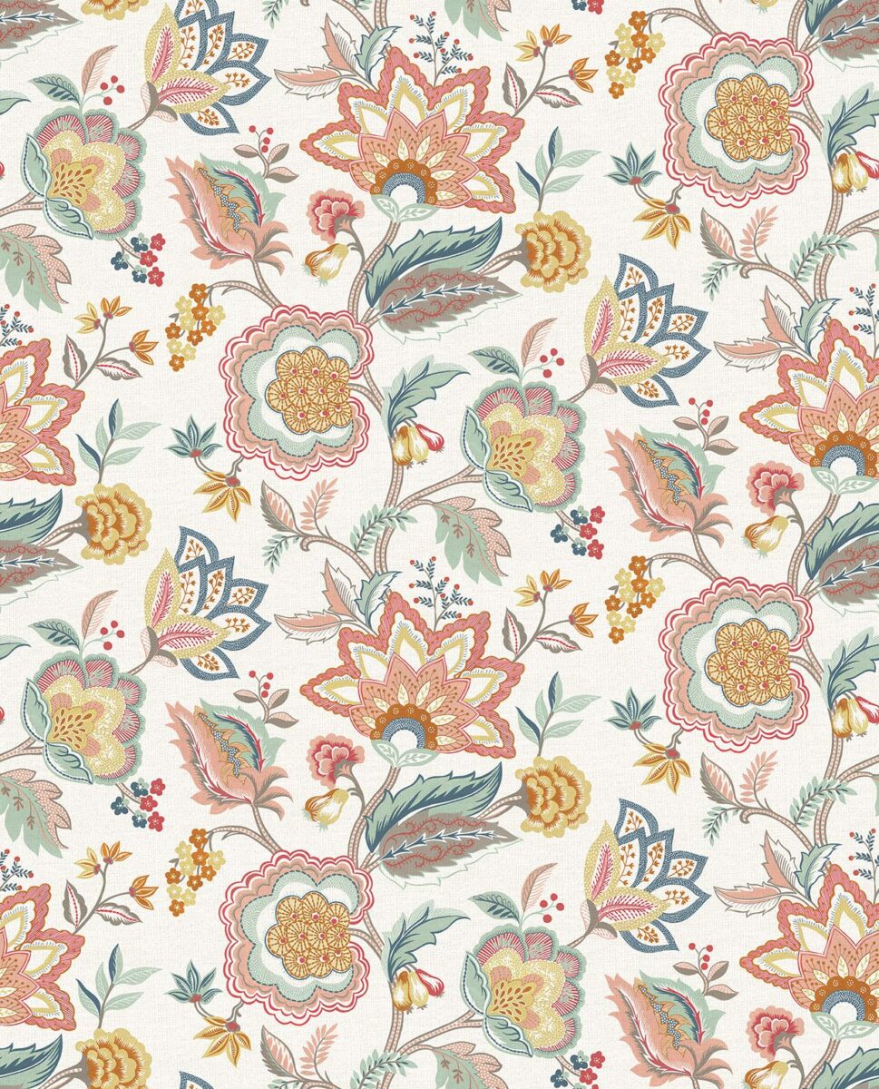 Samode Wallpaper - Terracotta / Airforce by orange botanical wallpaper from osborne & little