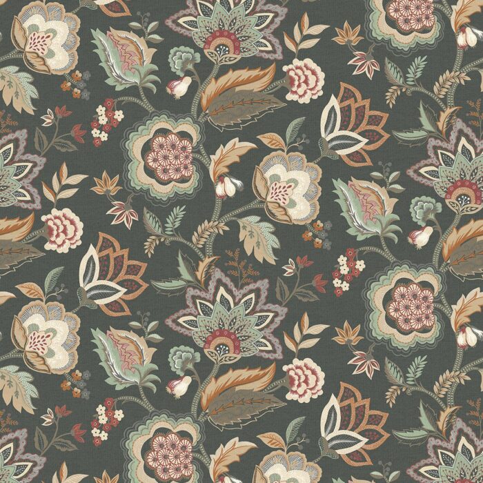 Samode Wallpaper - Charcoal /  Eucalyptus – Charcoal / Eucalyptus swatch
