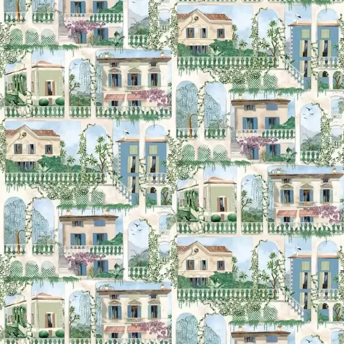 Villa Como Wallpaper - Azure swatch
