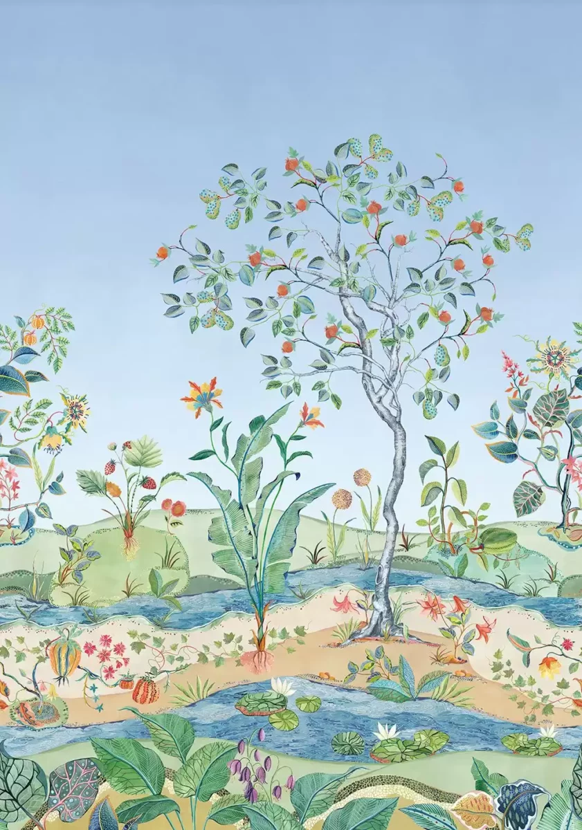 Mythical Mural Wallpaper - Azure by green botanical wallpaper from osborne & little