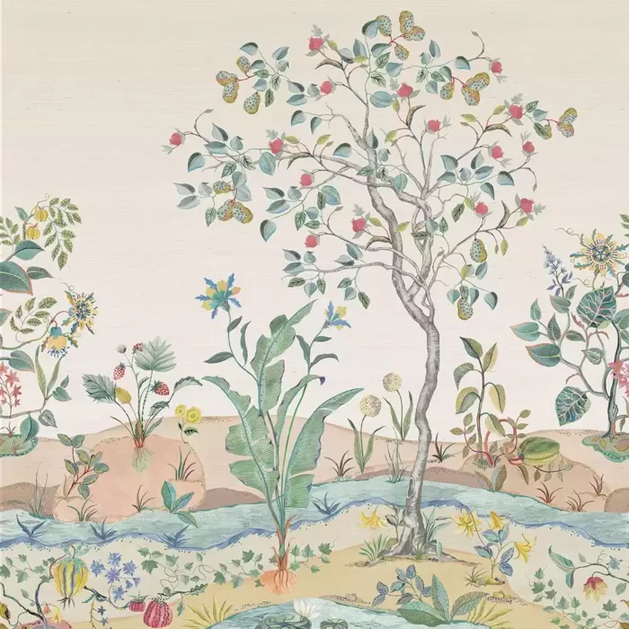 Mythical Grasscloth Mural Wallpaper - Shell swatch
