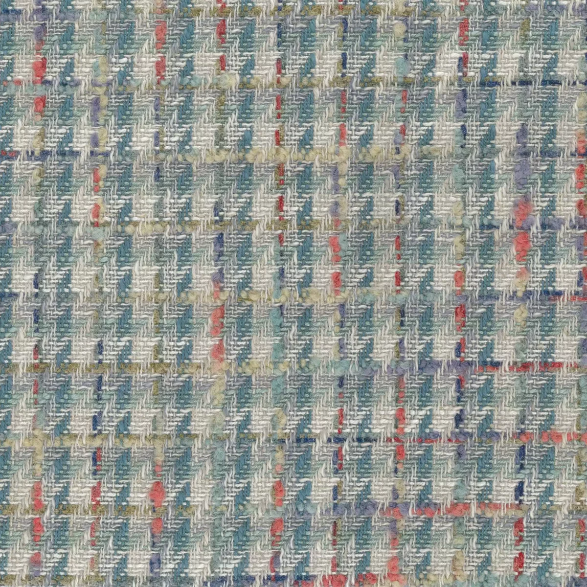 Burlington Fabric - Aqua / Coral by blue checked woolen fabric from Osborne & Little