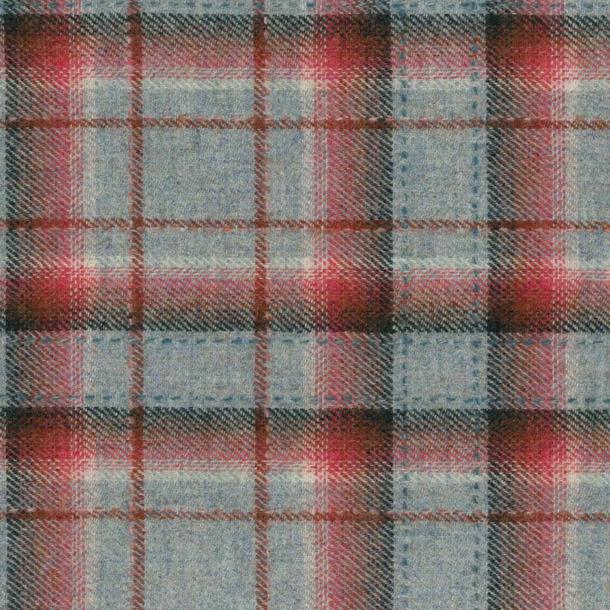 Jermyn Fabric - Coral by red checked woolen fabric from Osborne & Little