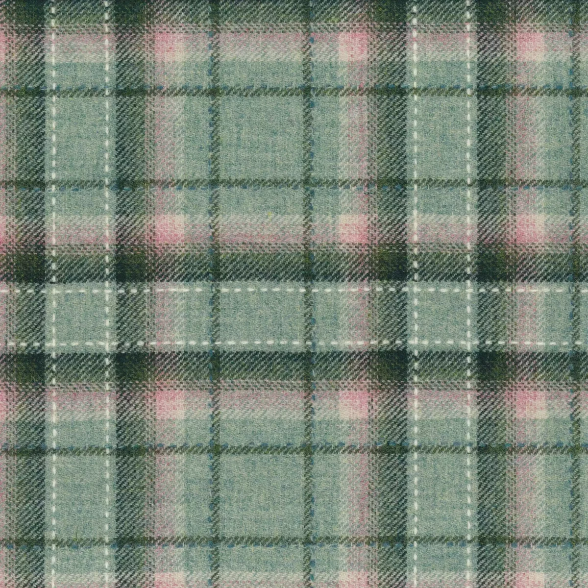 Jermyn Fabric - Rosemary by green checked woolen fabric from Osborne & Little