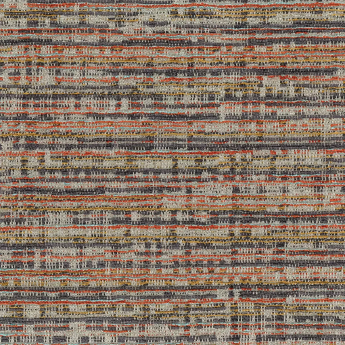 Berkeley Fabric - Charcoal / Mandarin by orange striped velvet-chenille fabric from Osborne & Little