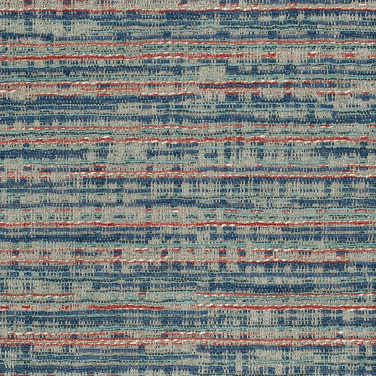 Berkeley Fabric - Denim / Geranium by blue striped velvet-chenille fabric from Osborne & Little