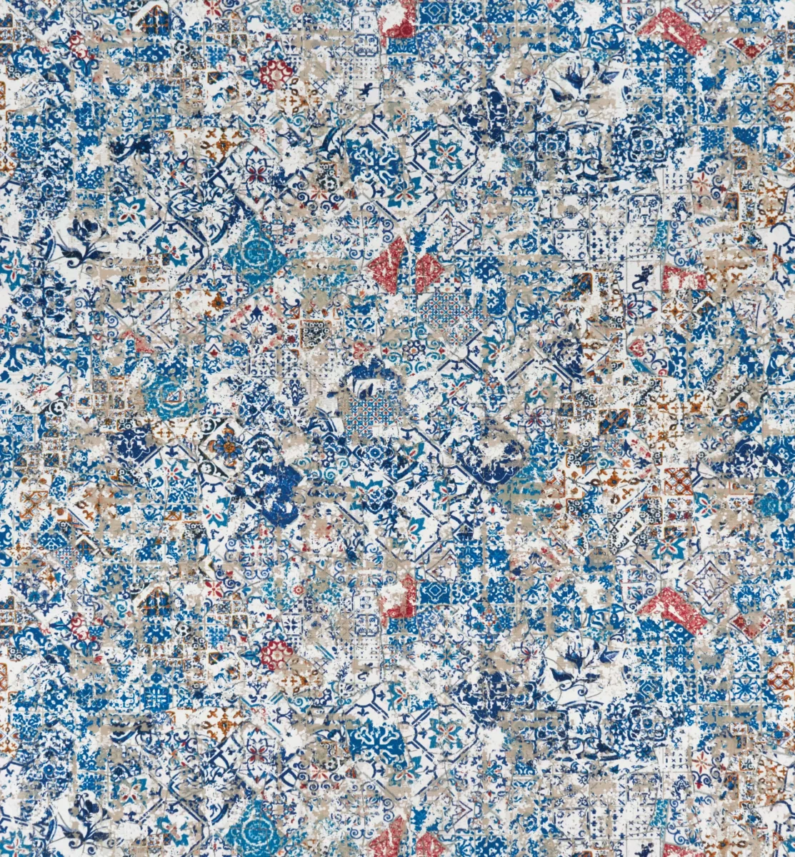Poppea Fabric - Royal Blue / Russet by blue misc velvet-chenille fabric from Osborne & Little