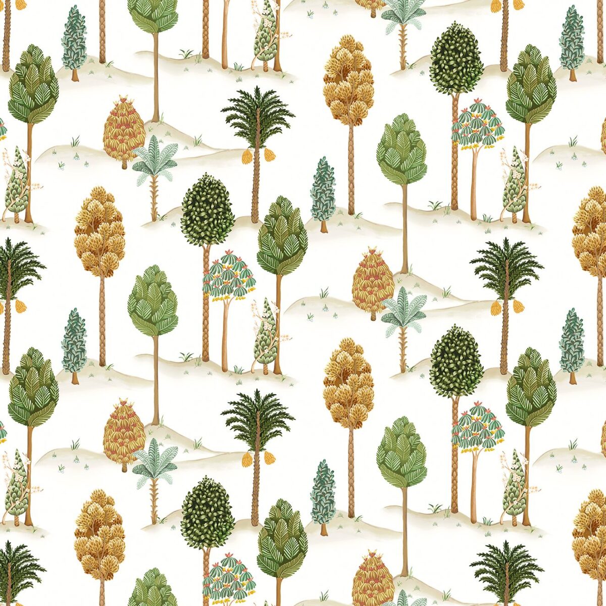 Foresta Fabric - Olive / Gold by yellow botanical linen fabric from Osborne & Little