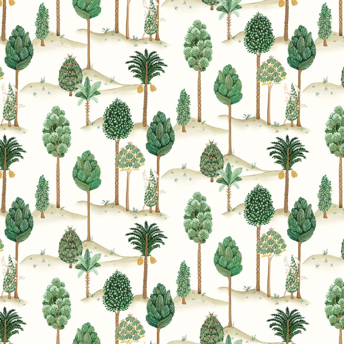 Foresta Fabric - Emerald by green botanical linen fabric from Osborne & Little