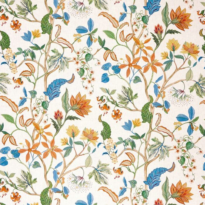 Chellah Fabric - Petrol /  Mandarin – Petrol / Mandarin swatch