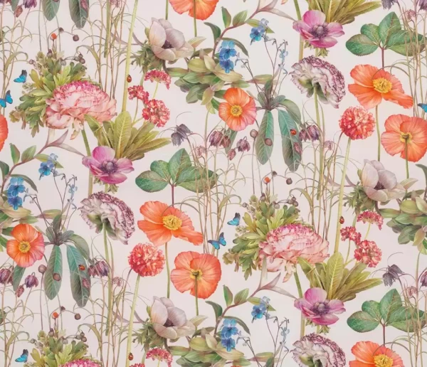 orange botanical printed fabric from Osborne & Little