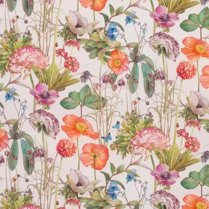 Meadow Fabric - Coral /  Emerald – Coral / Emerald swatch