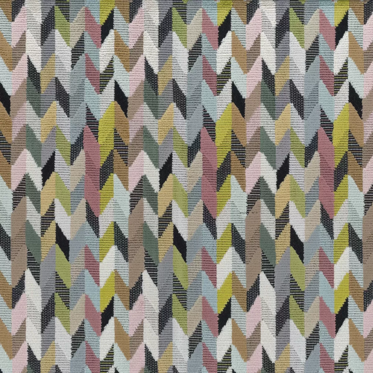 green geometric velvet-chenille fabric from Osborne & Little