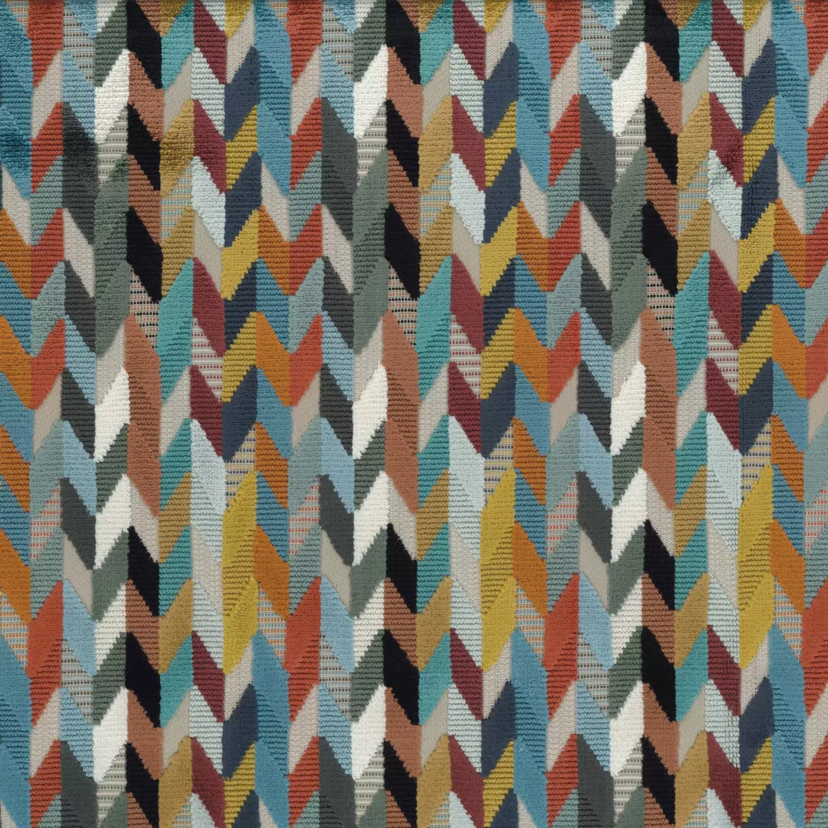 multicolour geometric velvet-chenille fabric from Osborne & Little