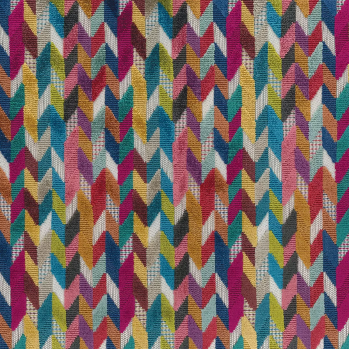 Felicia Fabric - Multi by multicolour geometric velvet-chenille fabric from Osborne & Little