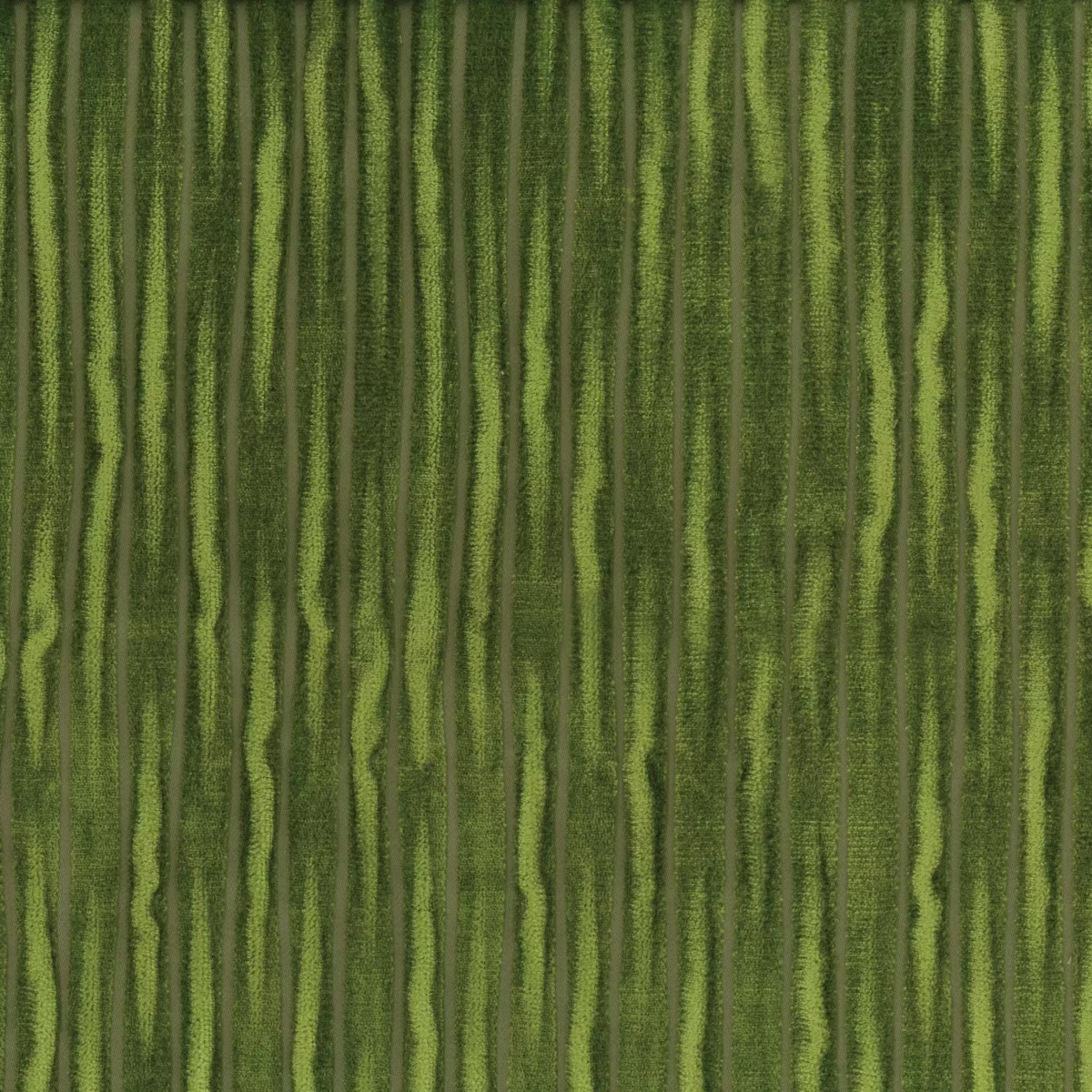 Cornelia Fabric - Moss by green striped velvet-chenille fabric from Osborne & Little