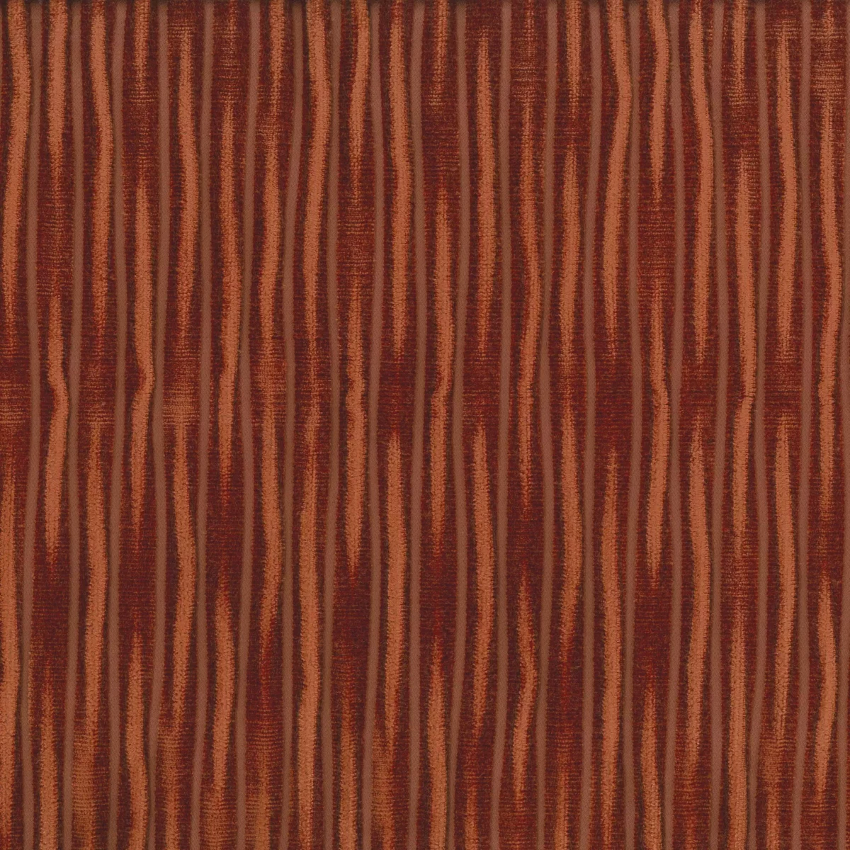 Cornelia Fabric - Terracotta by orange striped velvet-chenille fabric from Osborne & Little