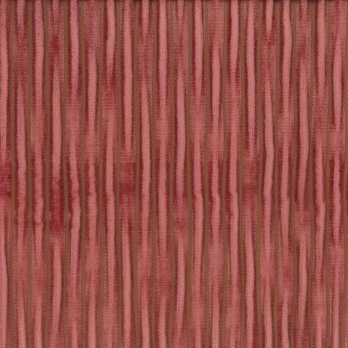 Cornelia Fabric - Coral by red striped velvet-chenille fabric from Osborne & Little