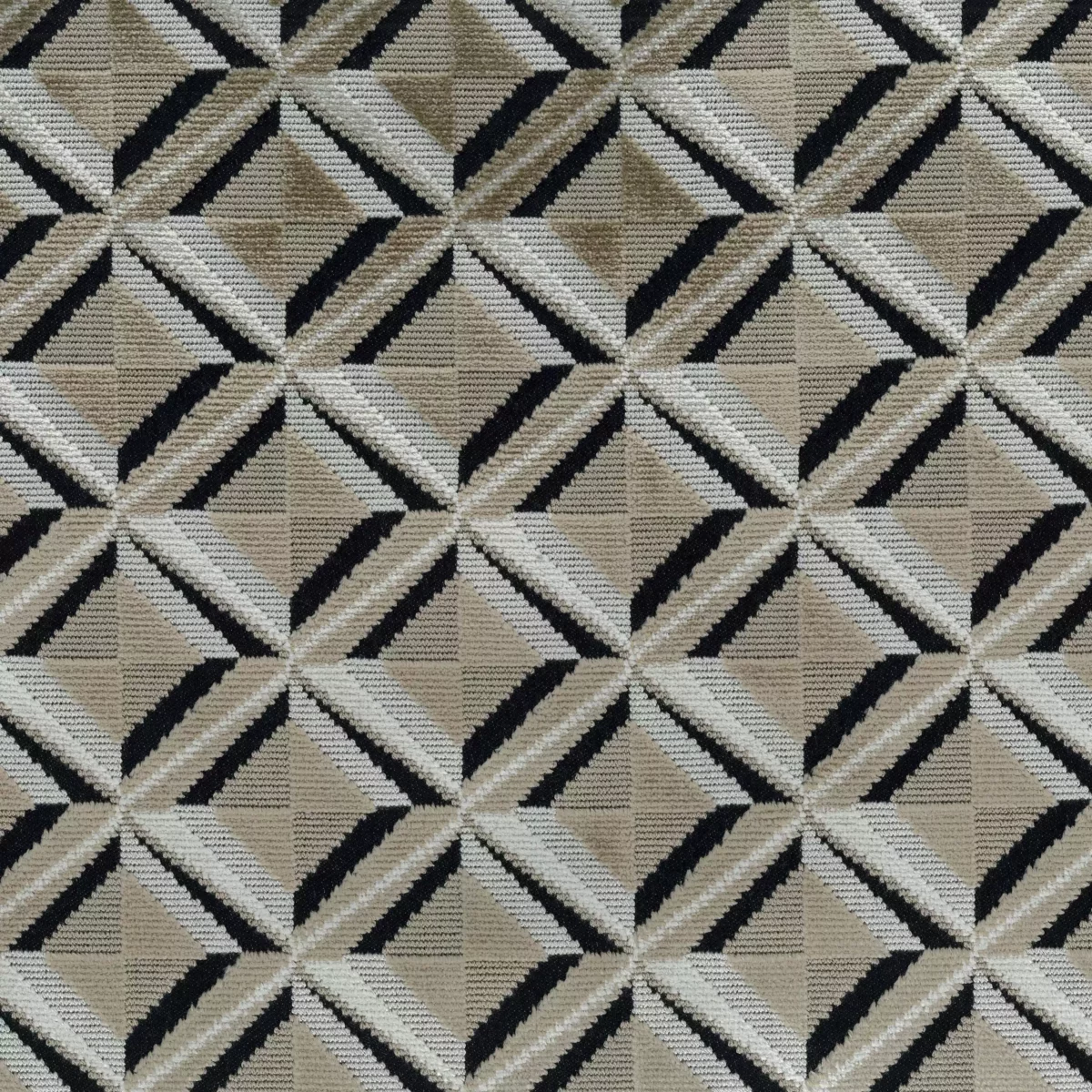 Amelia Fabric - Ivory / Black by black-grey geometric velvet-chenille fabric from Osborne & Little