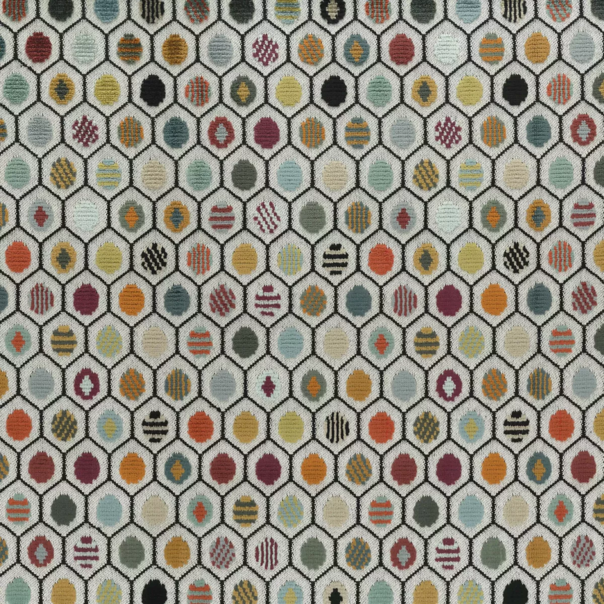 Pelangi Velvet Fabric - Terracotta by multicolour spotted velvet-chenille fabric from Osborne & Little