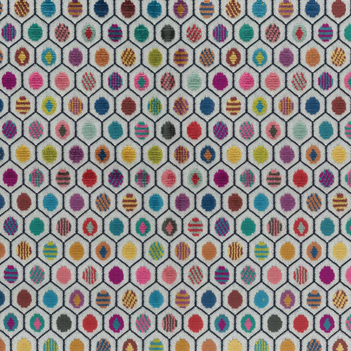 Pelangi Velvet Fabric - Multi by multicolour spotted velvet-chenille fabric from Osborne & Little