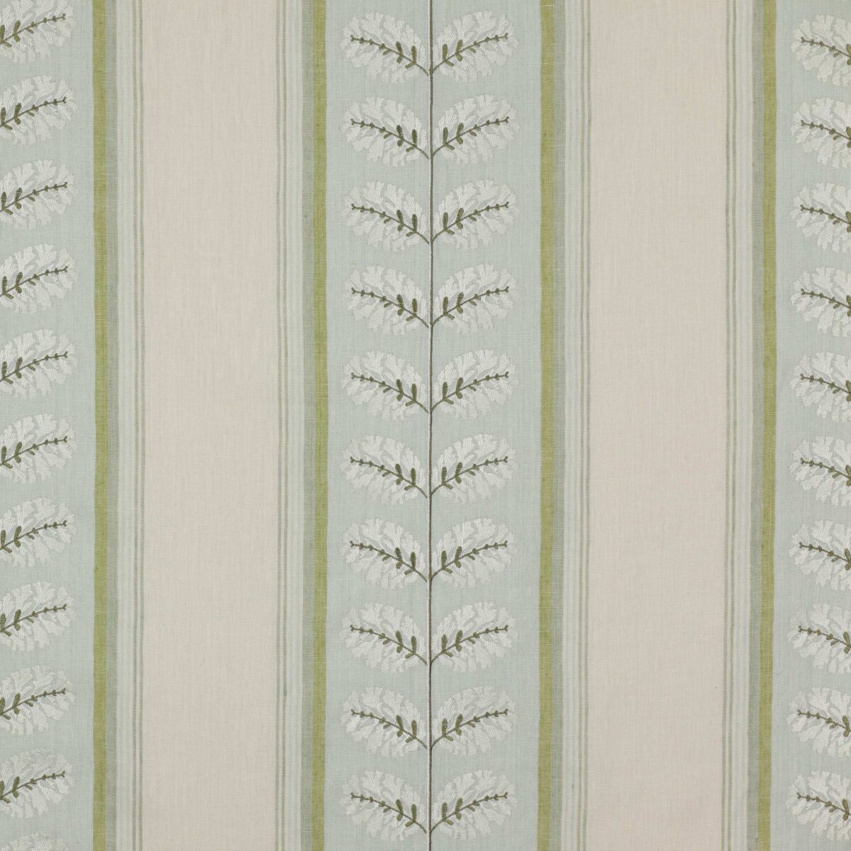 Woodcote Stripe Fabric - Aqua / Green by blue striped linen fabric from Colefax & Fowler