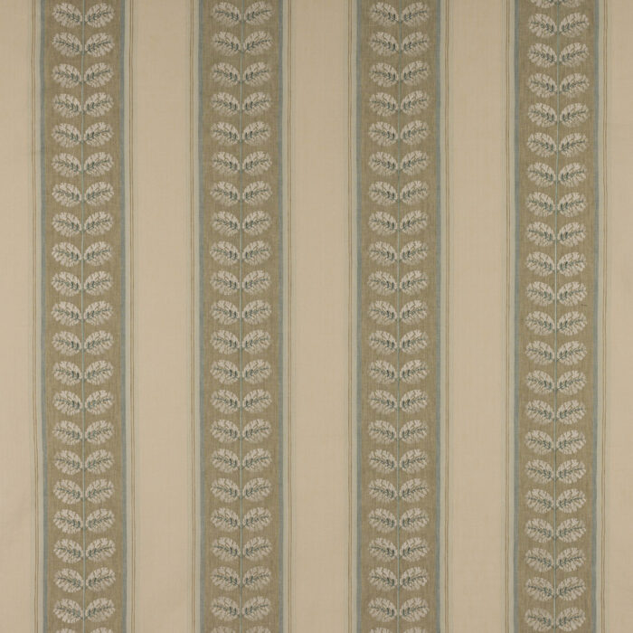 Woodcote Stripe Fabric - Blue / Beige swatch