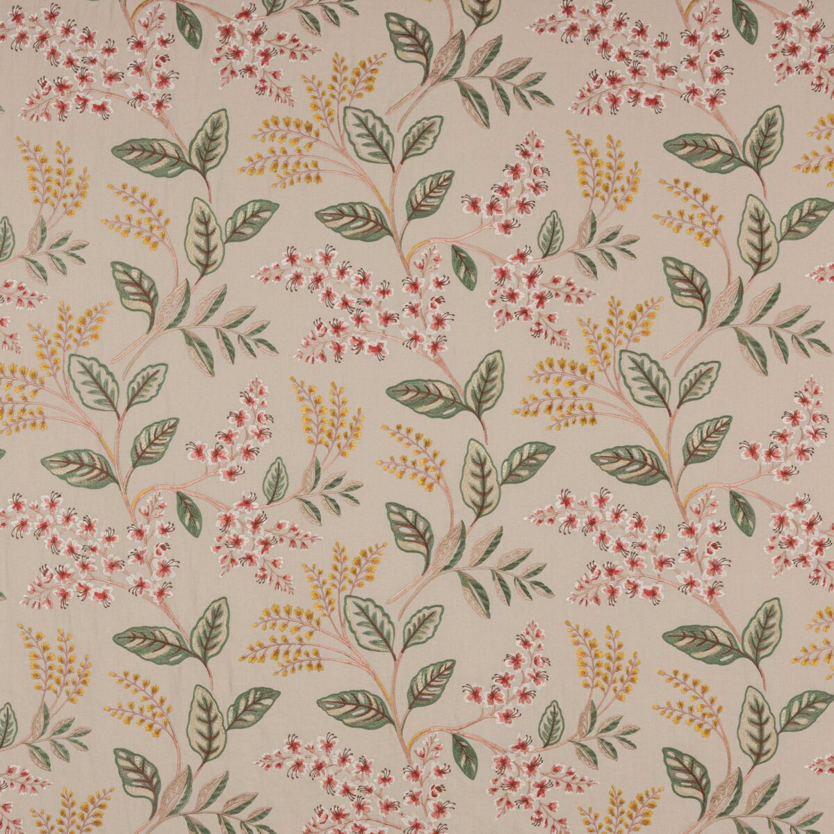 Fairlight Fabric - Red / Green by red botanical embroideried fabric from Colefax & Fowler