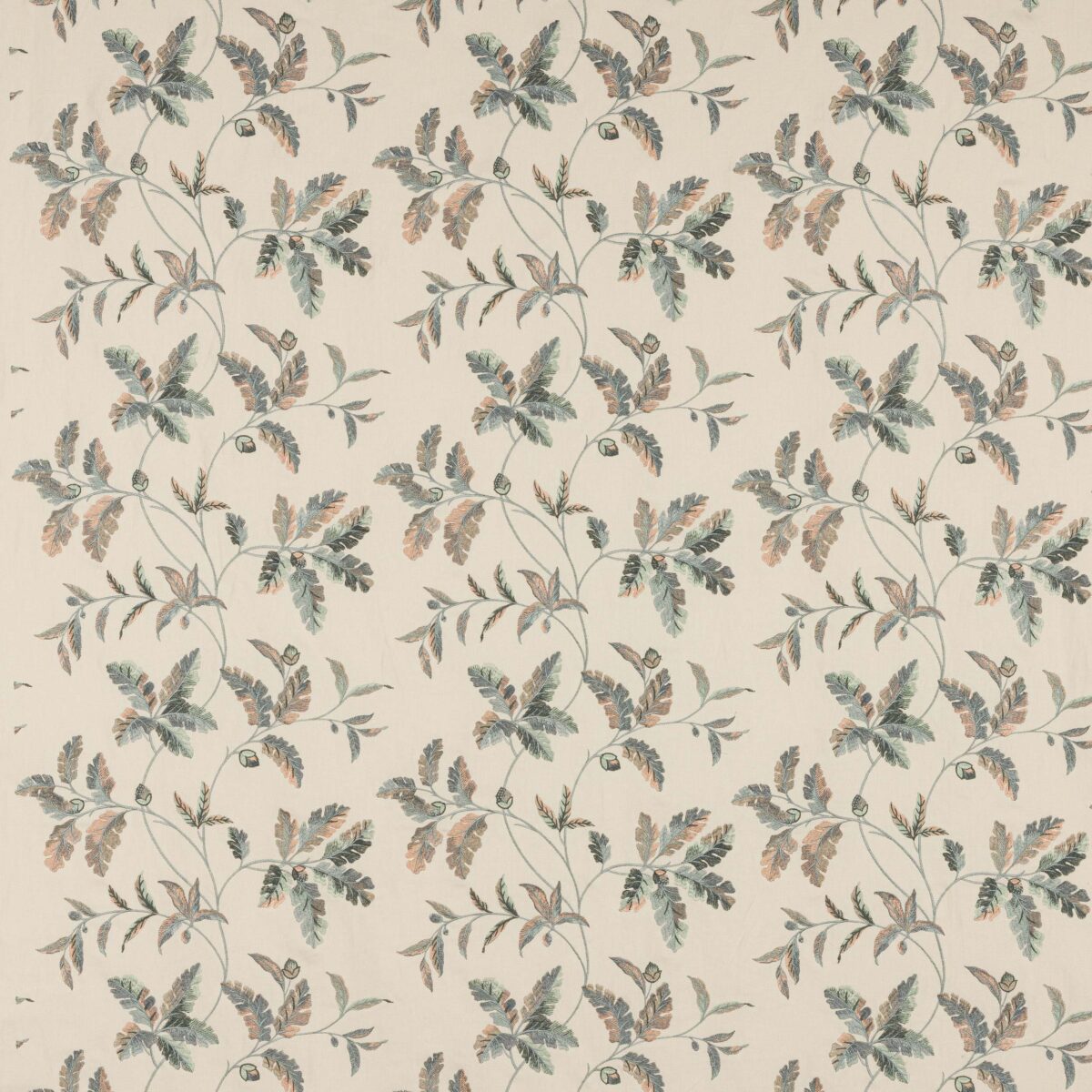 Broadleaf Fabric - Old Blue by blue botanical embroideried fabric from Colefax & Fowler