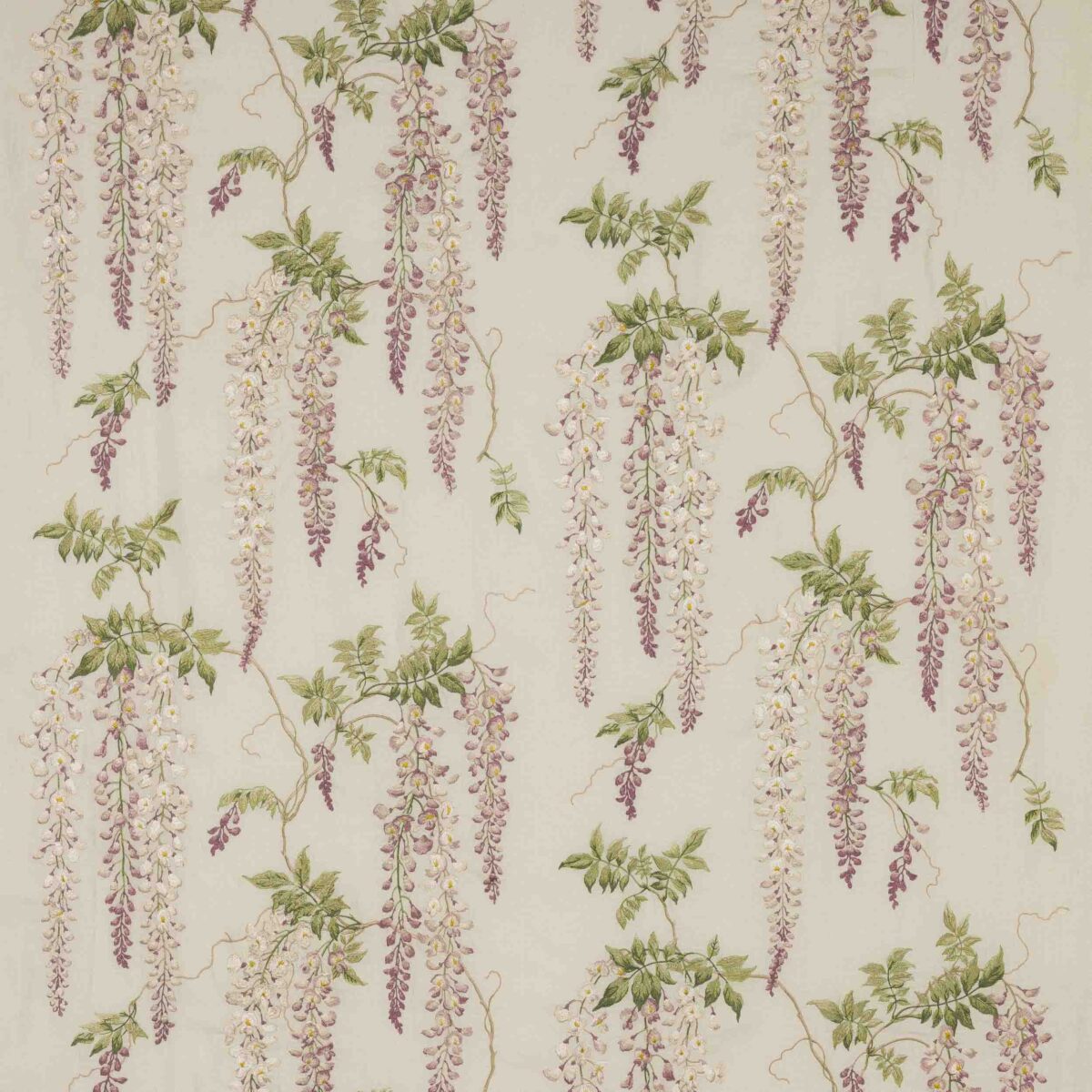 Seraphina Linen Fabric - Lilac / Leaf by pink botanical embroideried fabric from Colefax & Fowler