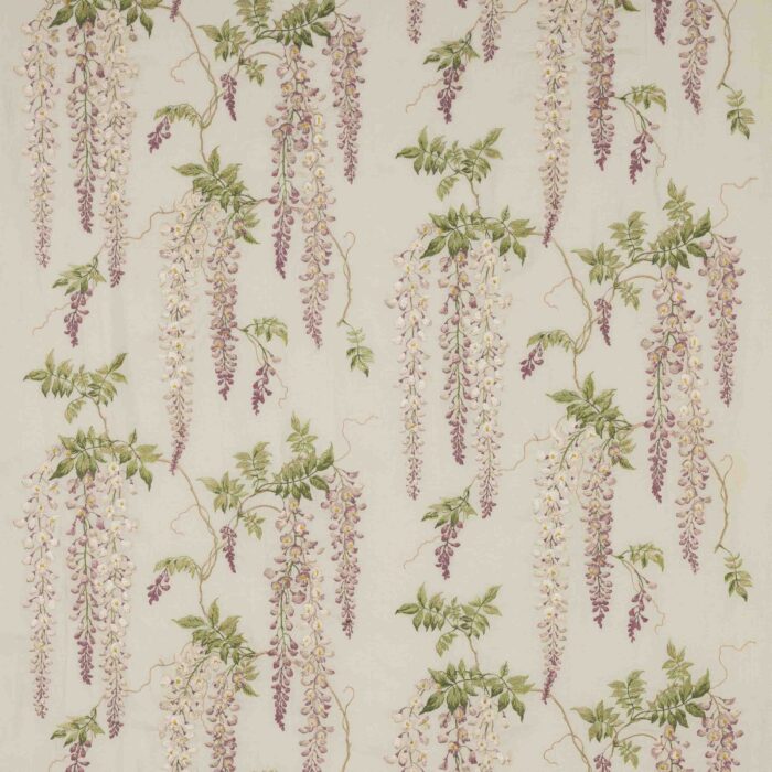 Seraphina Linen Fabric - Lilac / Leaf swatch