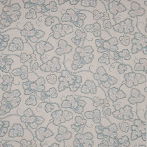 Leaf Damask Fabric - Aqua by blue botanical linen fabric from Colefax & Fowler