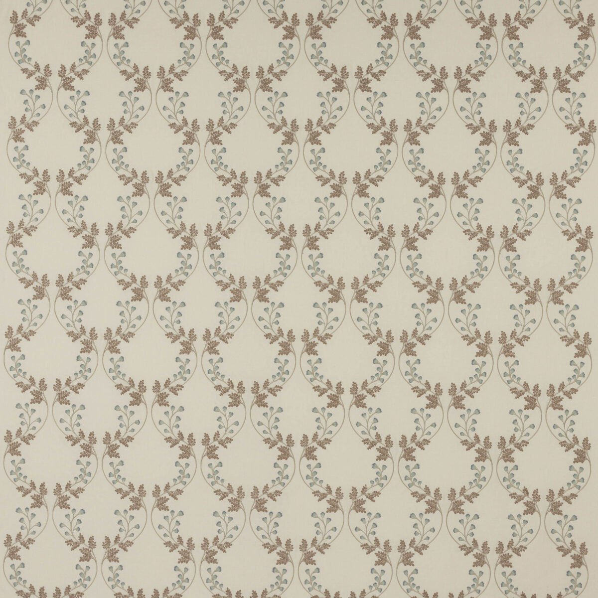neutral botanical embroideried fabric from Colefax & Fowler