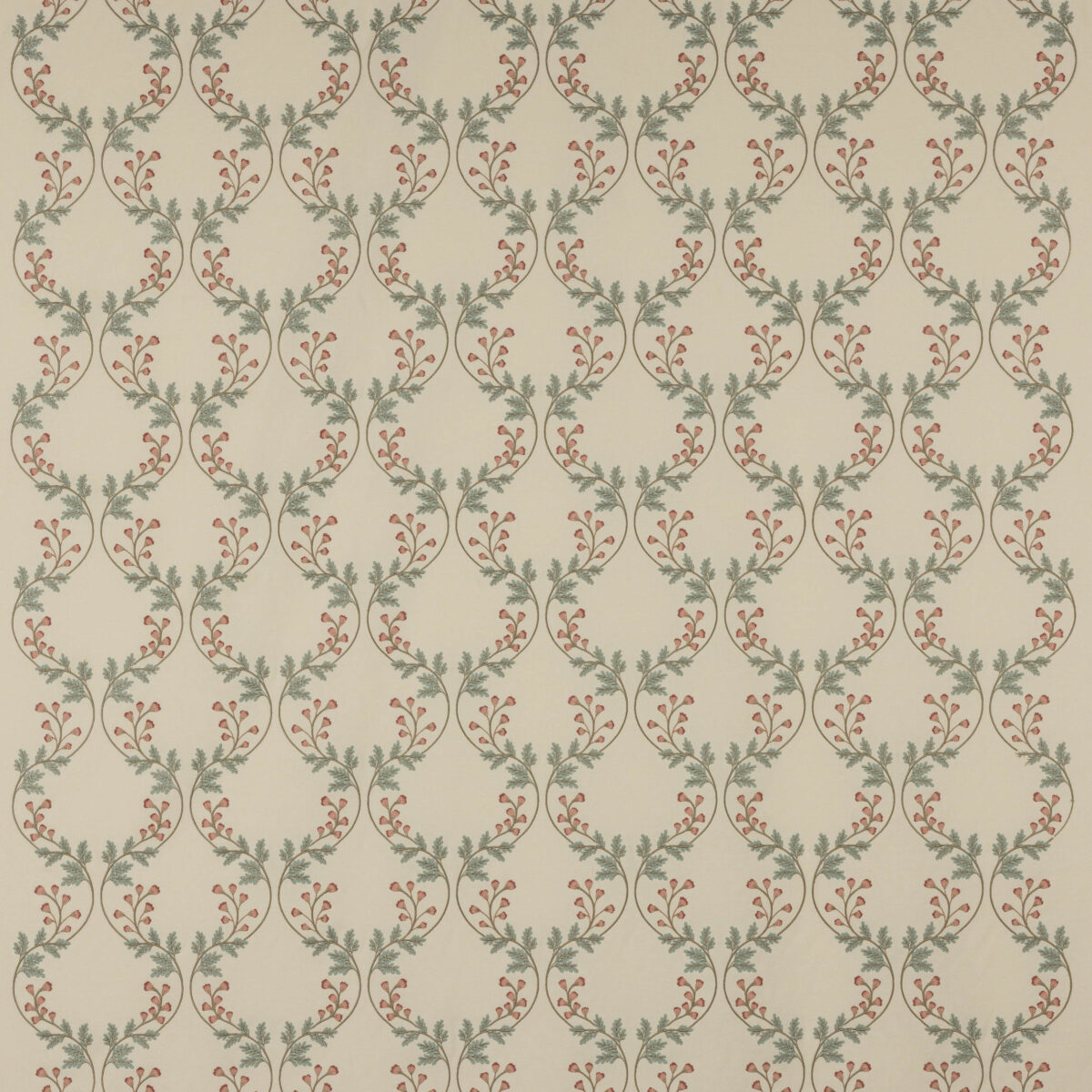 Georgia Fabric - Pink / Old Blue by pink botanical embroideried fabric from Colefax & Fowler