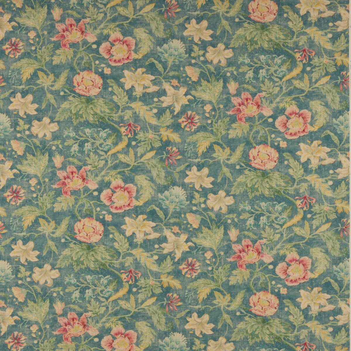 Tapestry Garden Fabric - Blue by blue botanical linen fabric from Colefax & Fowler