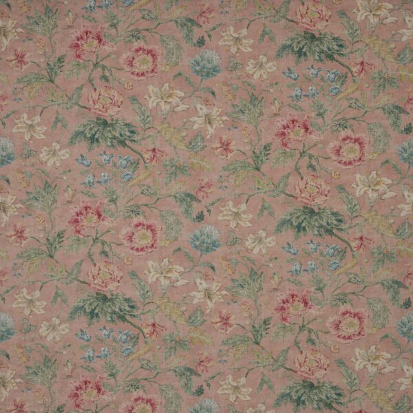 Tapestry Garden Fabric - Old Pink by pink botanical linen fabric from Colefax & Fowler