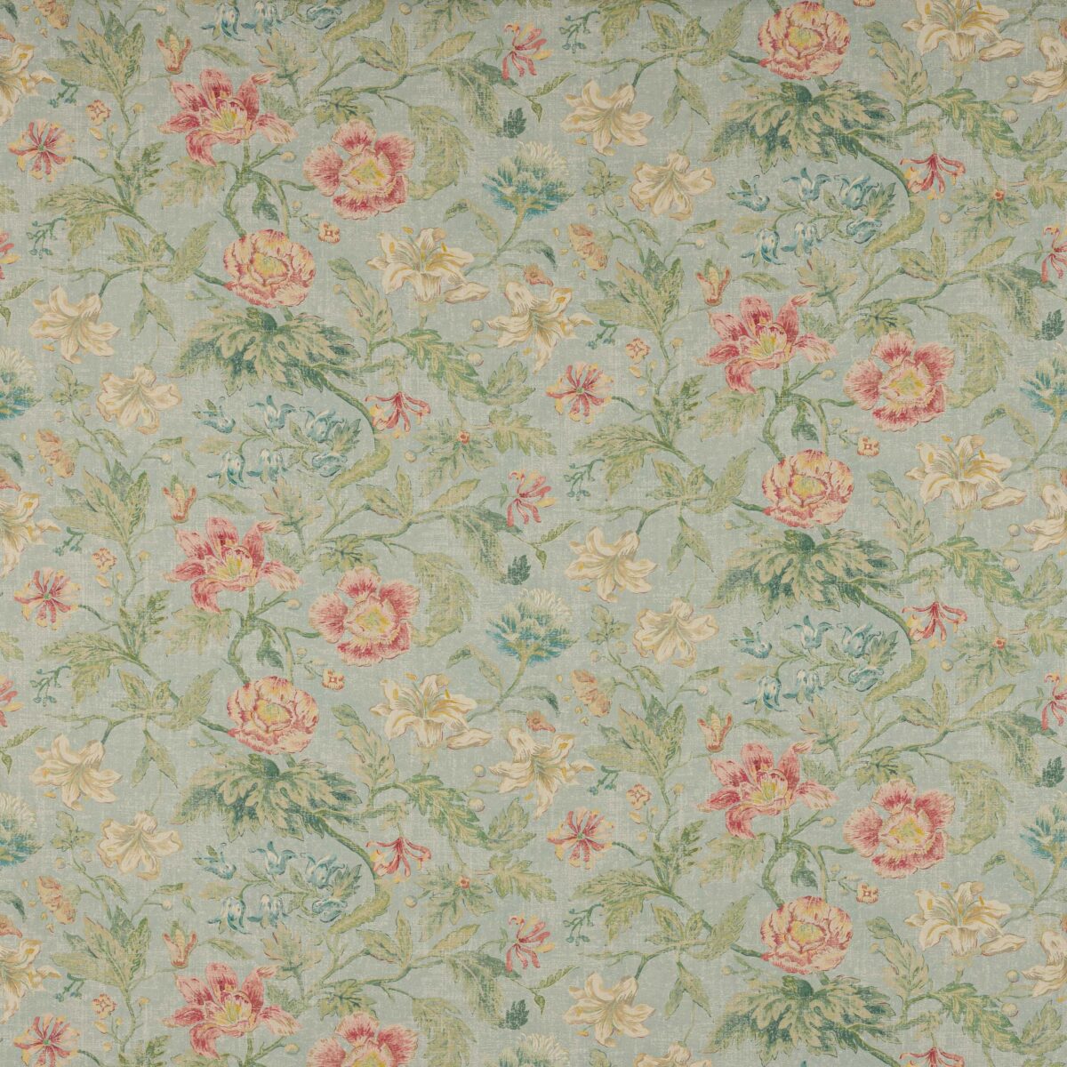 blue botanical linen fabric from Colefax & Fowler