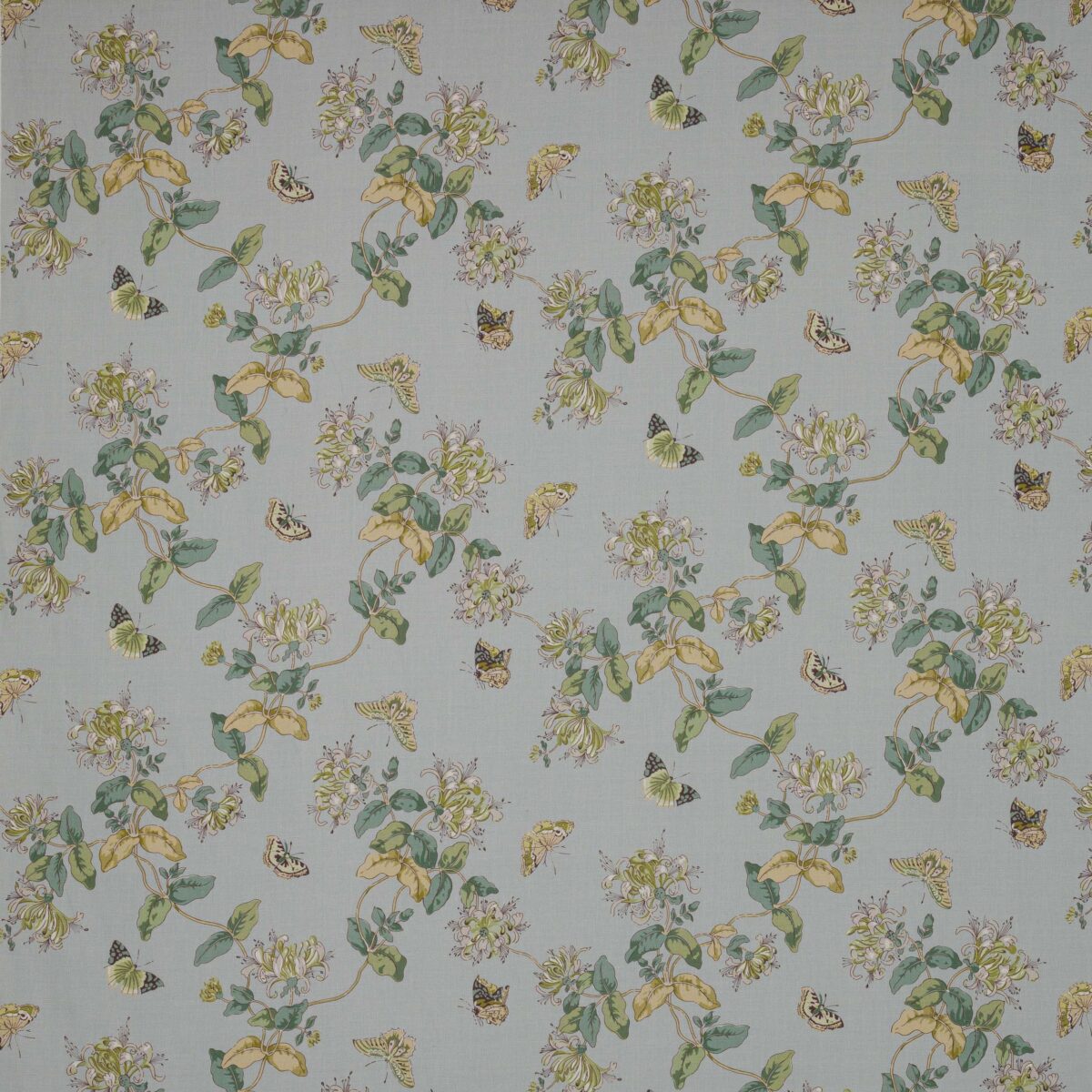 Honeysuckle Fabric - Old Blue by blue botanical linen fabric from Colefax & Fowler