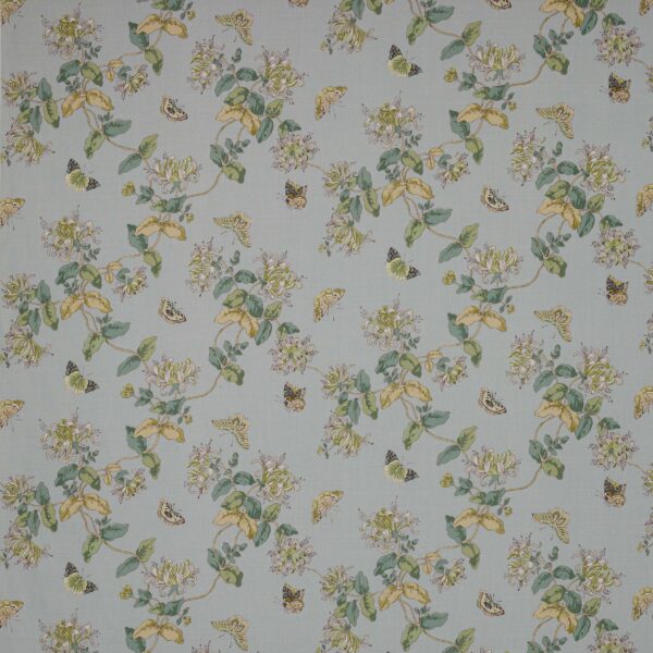 Honeysuckle Fabric - Old Blue by blue botanical linen fabric from Colefax & Fowler