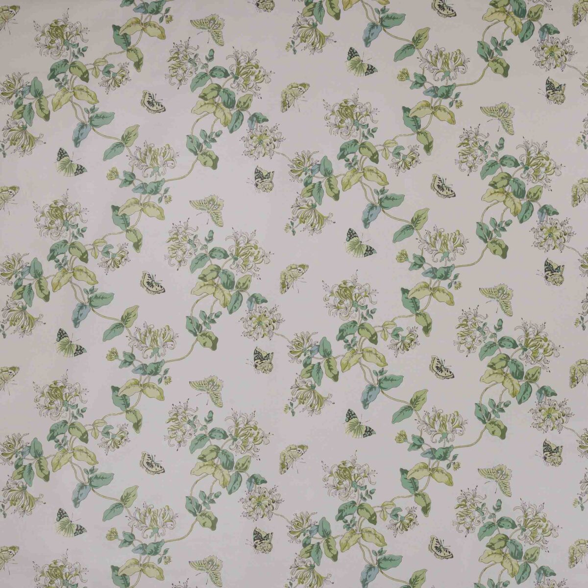 green botanical printed fabric from Colefax & Fowler