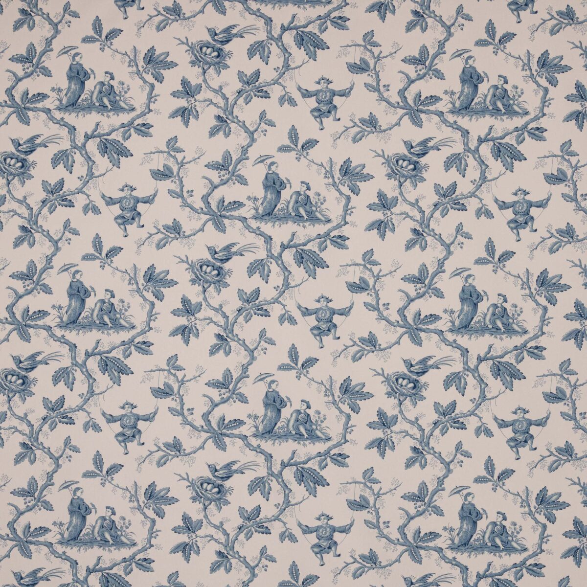 Toile Chinoise Fabric - Blue by blue botanical cotton fabric from Colefax & Fowler