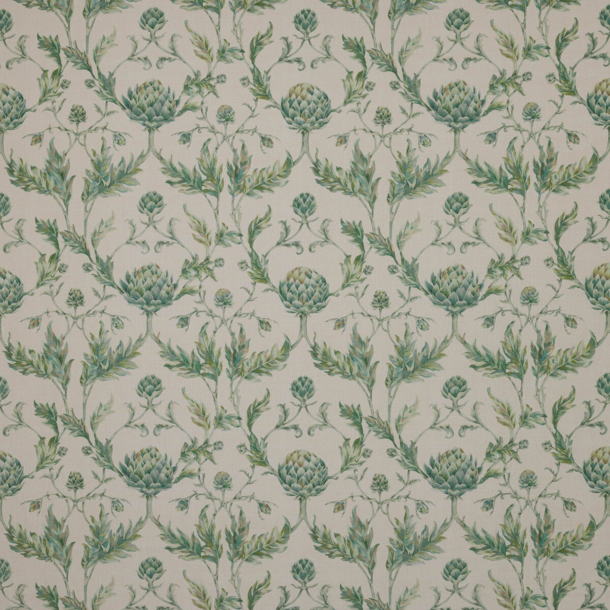 Artichoke Fabric - Leaf Green by green botanical linen fabric from Colefax & Fowler