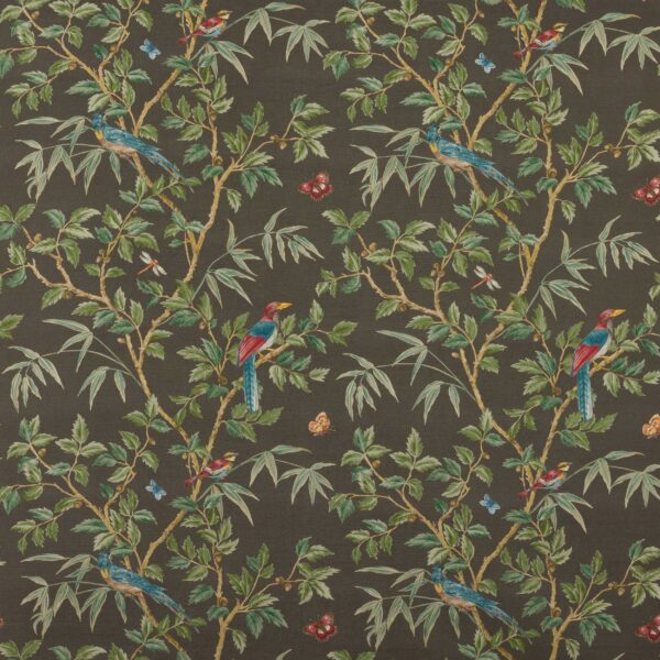 Ashdown Fabric - Black by black-grey animal cotton fabric from Colefax & Fowler