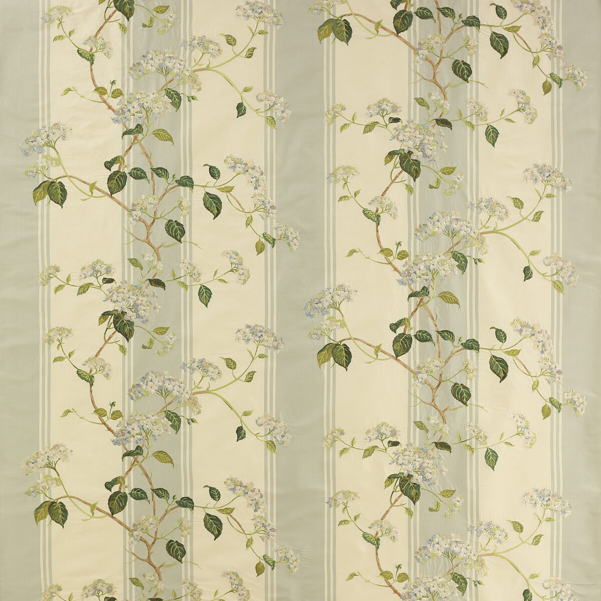 Summerby Silk Fabric - Old Blue by blue botanical silk-satin fabric from Colefax & Fowler