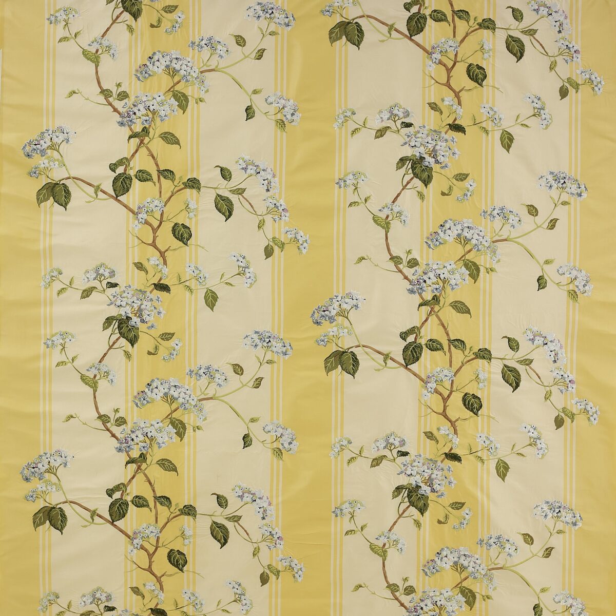 Summerby Silk Fabric - Blue / Yellow by blue botanical silk-satin fabric from Colefax & Fowler