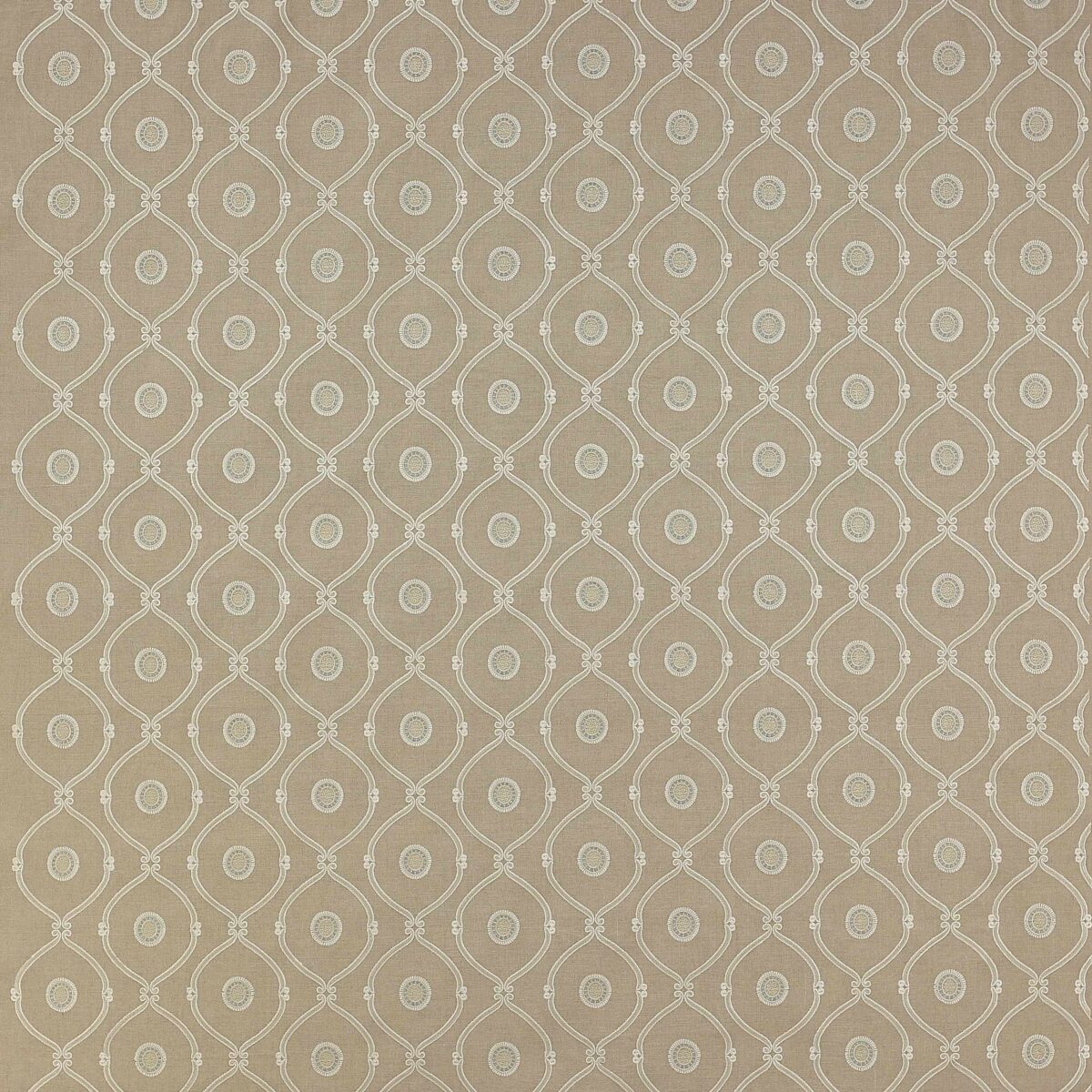 Heywood Fabric - Natural by neutral geometric embroideried fabric from Colefax & Fowler